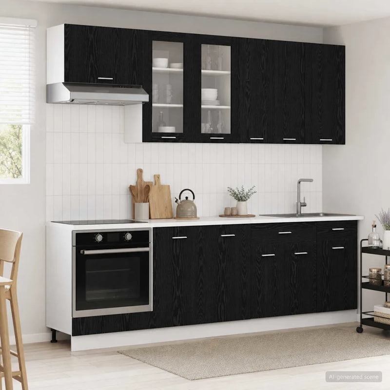 Kitchen Unit LYON 8 pcs Black Oak Engineered Wood