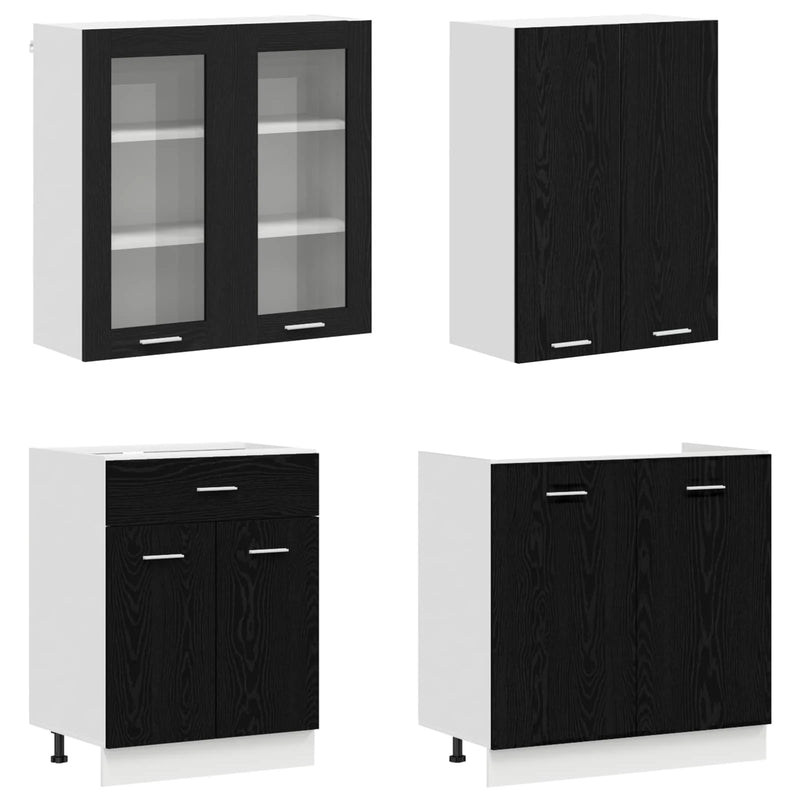 Kitchen Unit LYON 8 pcs Black Oak Engineered Wood