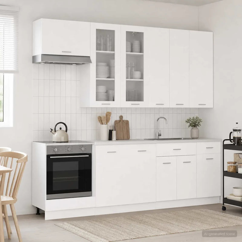 Kitchen Unit LYON 8 pcs White Engineered Wood