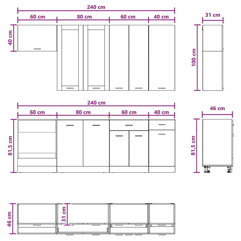 Kitchen Unit LYON 8 pcs White Engineered Wood