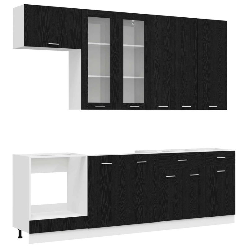 Kitchen Unit LYON 8 pcs Black Oak Engineered Wood