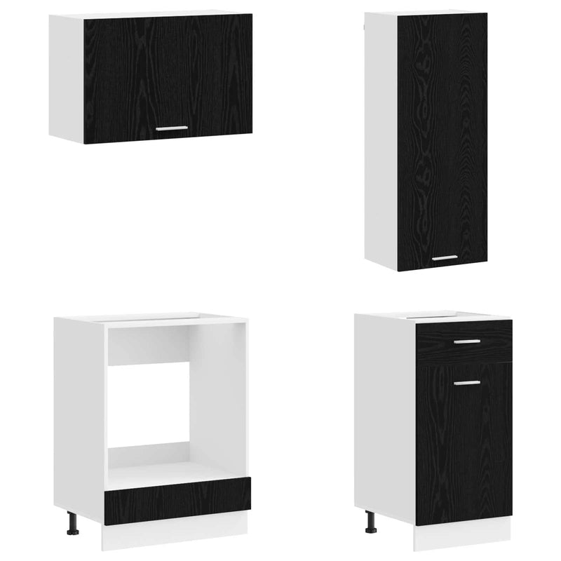 Kitchen Unit LYON 8 pcs Black Oak Engineered Wood