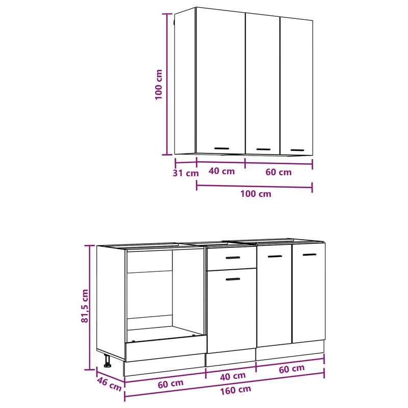 Kitchen Unit LYON 5 pcs White Engineered Wood