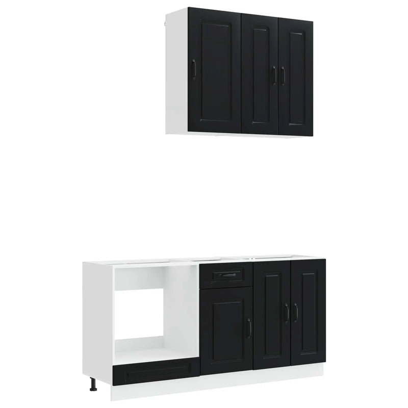 Kitchen Unit KALMAR 5 pcs Black Engineered Wood
