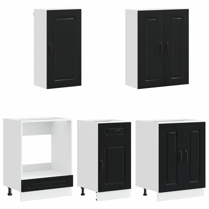 Kitchen Unit KALMAR 5 pcs Black Engineered Wood