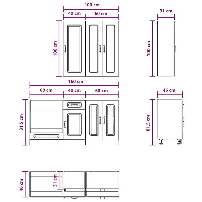 Kitchen Unit KALMAR 5 pcs White Engineered Wood