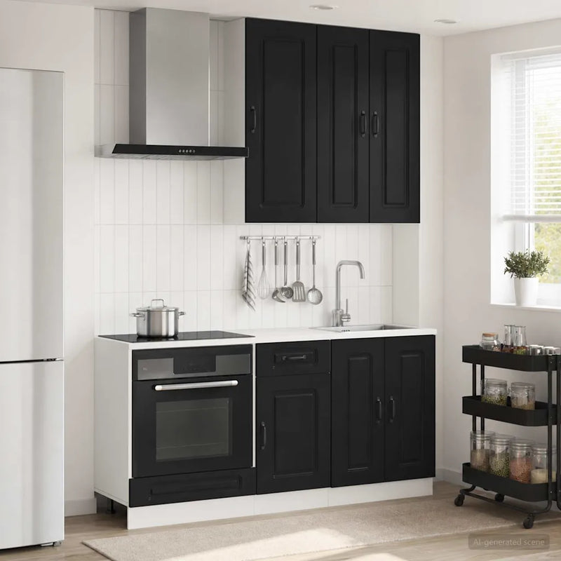 Kitchen Unit KALMAR 5 pcs Black Engineered Wood