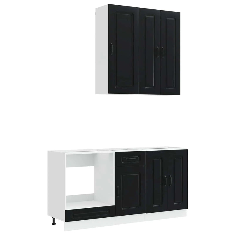 Kitchen Unit KALMAR 5 pcs Black Engineered Wood