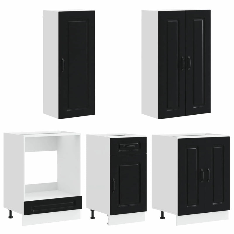 Kitchen Unit KALMAR 5 pcs Black Engineered Wood