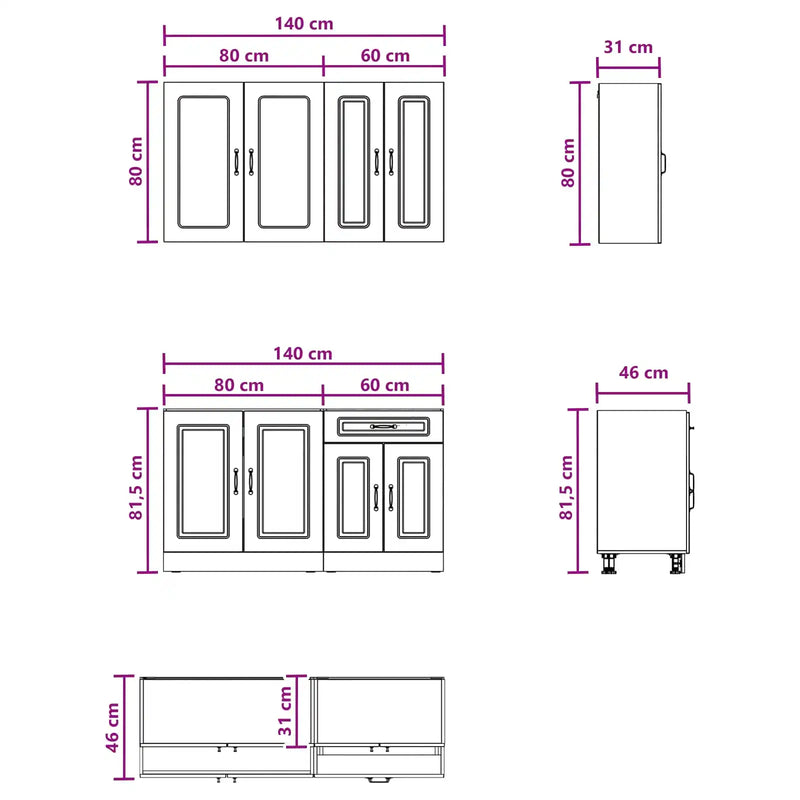 Kitchen Unit KALMAR 4 pcs White Engineered Wood