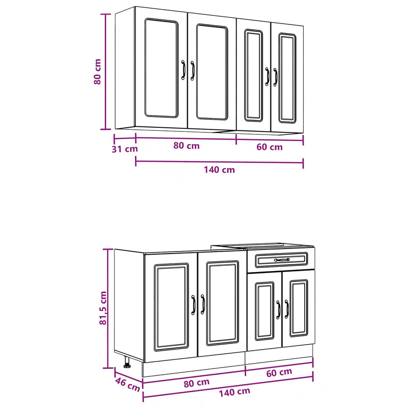 Kitchen Unit KALMAR 4 pcs White Engineered Wood