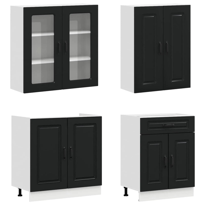 Kitchen Unit KALMAR 4 pcs Black Engineered Wood