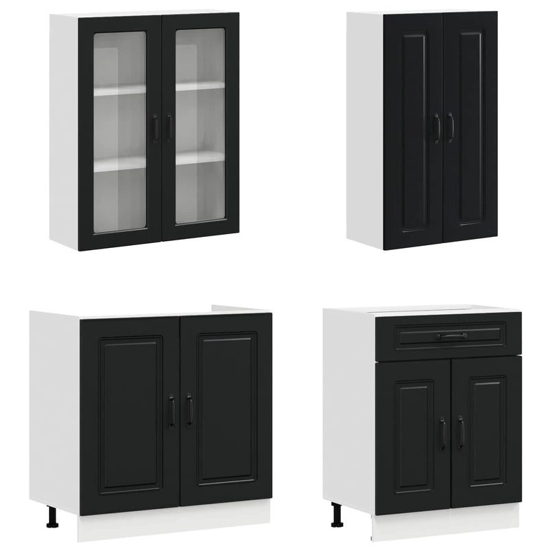Kitchen Unit KALMAR 4 pcs Black Engineered Wood