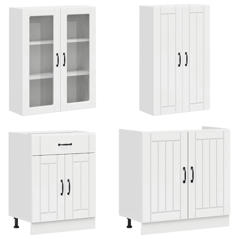 Kitchen Unit LUCCA 4 pcs High Gloss White Engineered Wood
