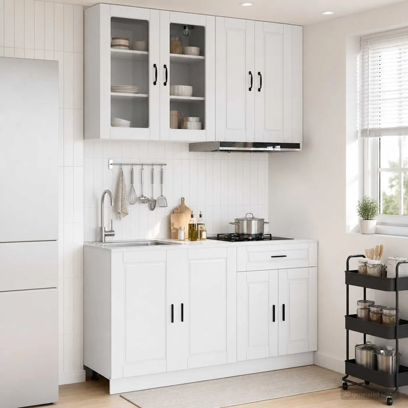 Kitchen Unit PORTO 4 pcs High Gloss White Engineered Wood