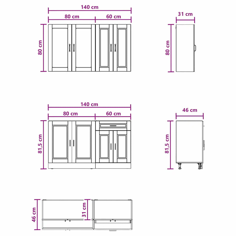 Kitchen Unit PORTO 4 pcs High Gloss White Engineered Wood
