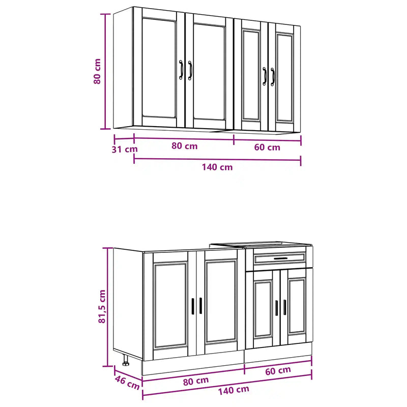 Kitchen Unit PORTO 4 pcs High Gloss White Engineered Wood