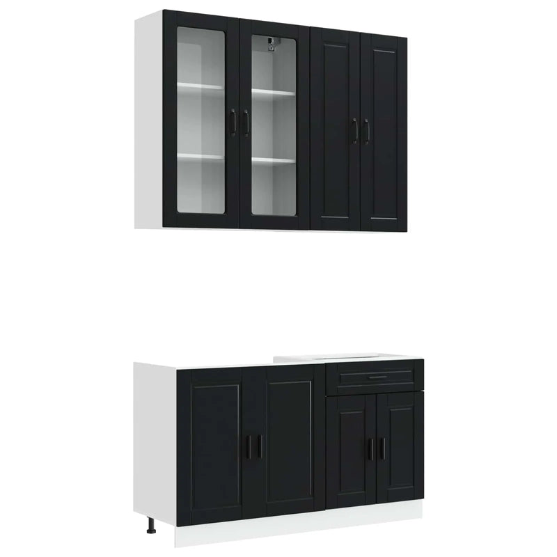 Kitchen Unit PORTO 4 pcs Black Engineered Wood