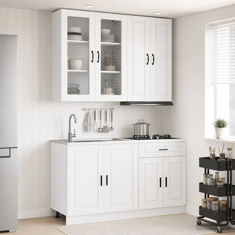 Kitchen Unit PORTO 4 pcs High Gloss White Engineered Wood