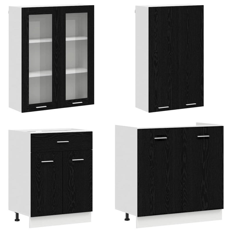 Kitchen Unit LYON 4 pcs Black Oak Engineered Wood