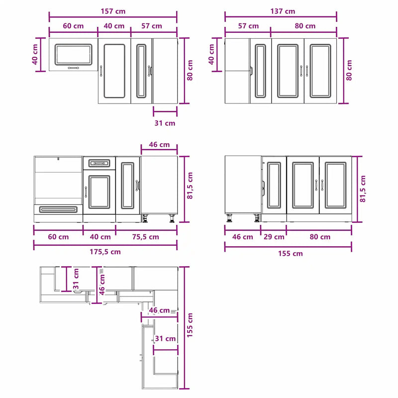 Kitchen Unit KALMAR 8 pcs White Engineered Wood
