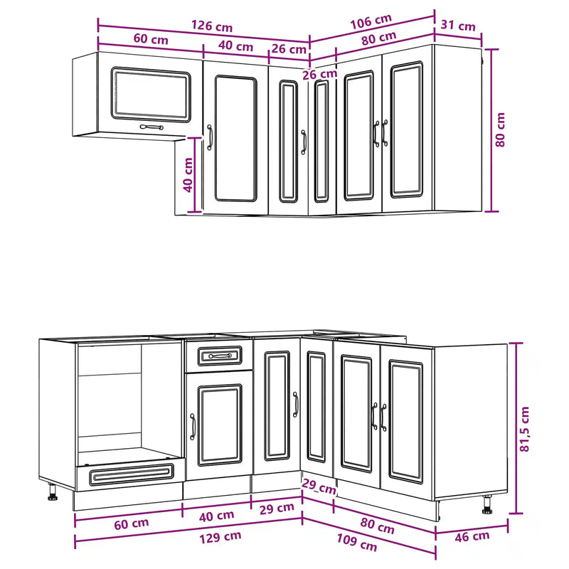 Kitchen Unit KALMAR 8 pcs White Engineered Wood