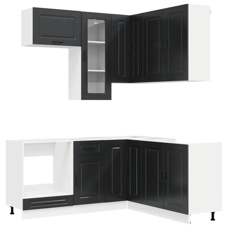 Kitchen Unit KALMAR 8 pcs Black Engineered Wood