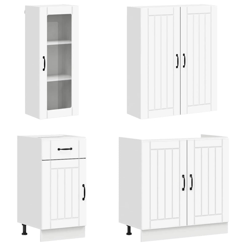 Kitchen Unit LUCCA 8 pcs White Engineered Wood
