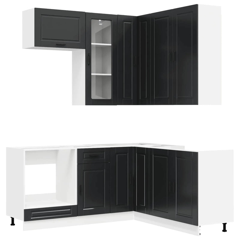 Kitchen Unit PORTO 8 pcs Black Engineered Wood