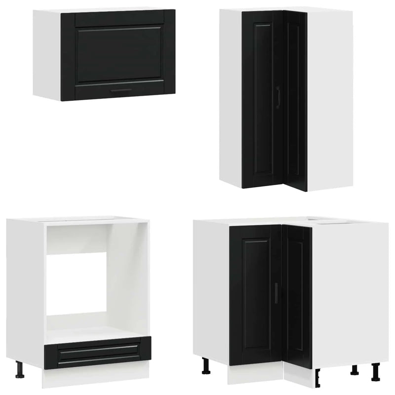 Kitchen Unit PORTO 8 pcs Black Engineered Wood