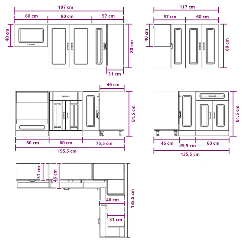Kitchen Unit KALMAR 8 pcs White Engineered Wood