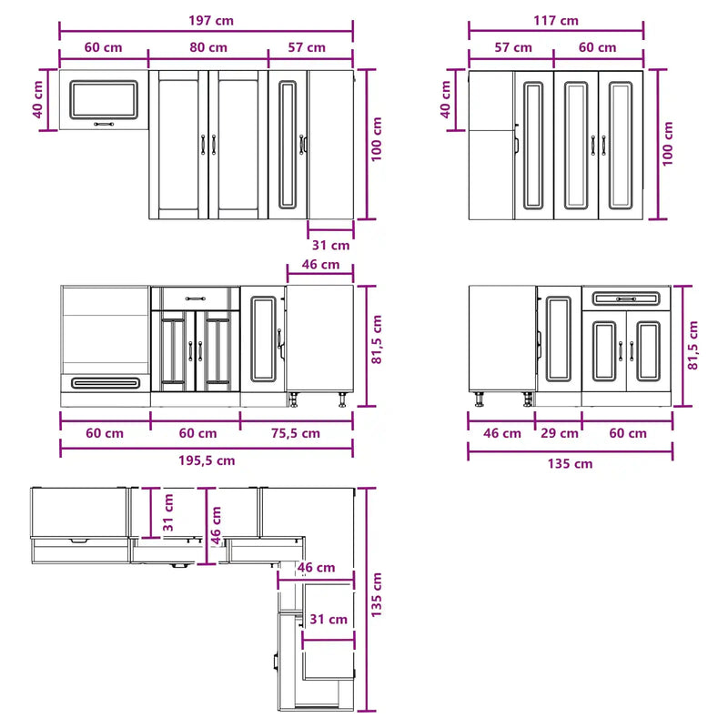 Kitchen Unit KALMAR 8 pcs White Engineered Wood