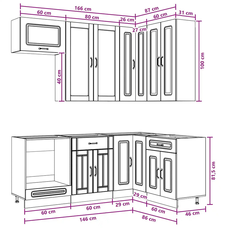 Kitchen Unit KALMAR 8 pcs White Engineered Wood