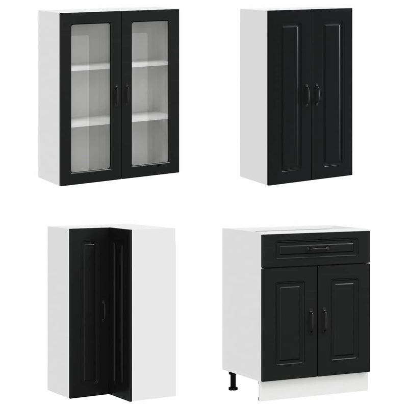 Kitchen Unit KALMAR 8 pcs Black Engineered Wood