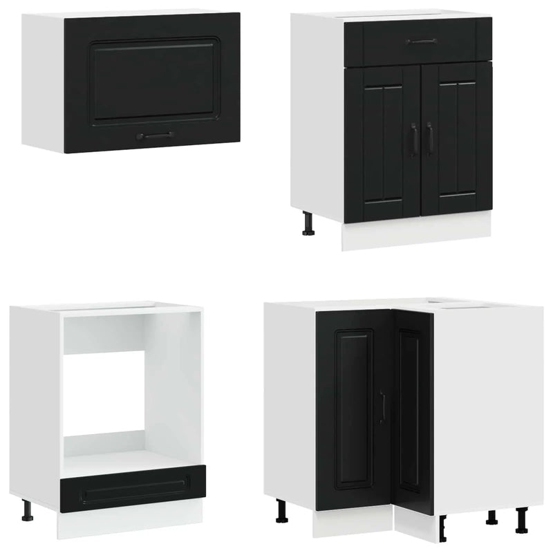 Kitchen Unit KALMAR 8 pcs Black Engineered Wood