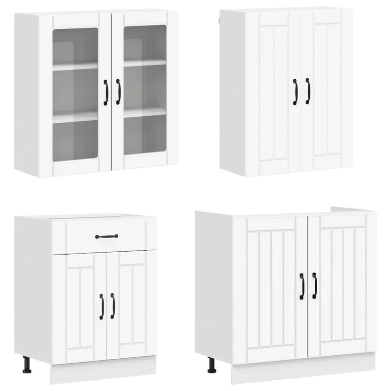 Kitchen Unit LUCCA 8 pcs White Engineered Wood