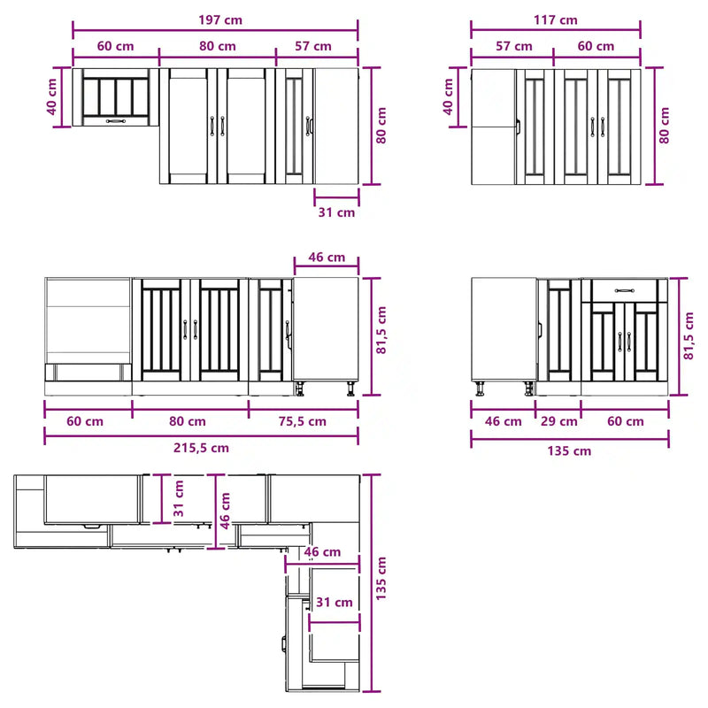 Kitchen Unit LUCCA 8 pcs White Engineered Wood