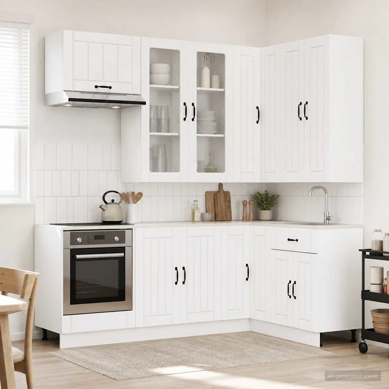 Kitchen Unit LUCCA 8 pcs White Engineered Wood