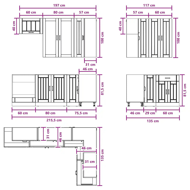 Kitchen Unit LUCCA 8 pcs White Engineered Wood