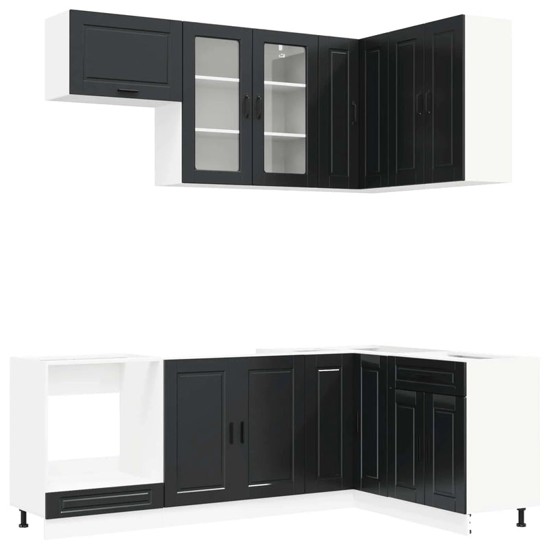 Kitchen Unit PORTO 8 pcs Black Engineered Wood