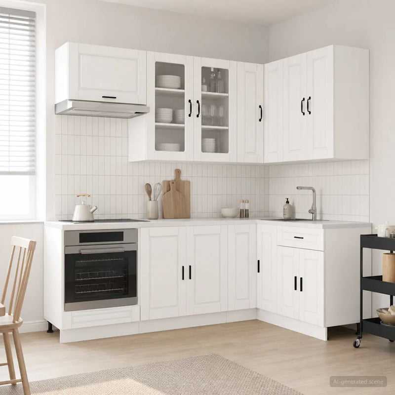 Kitchen Unit PORTO 8 pcs High Gloss White Engineered Wood