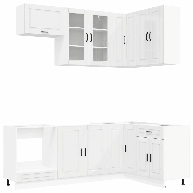 Kitchen Unit PORTO 8 pcs High Gloss White Engineered Wood