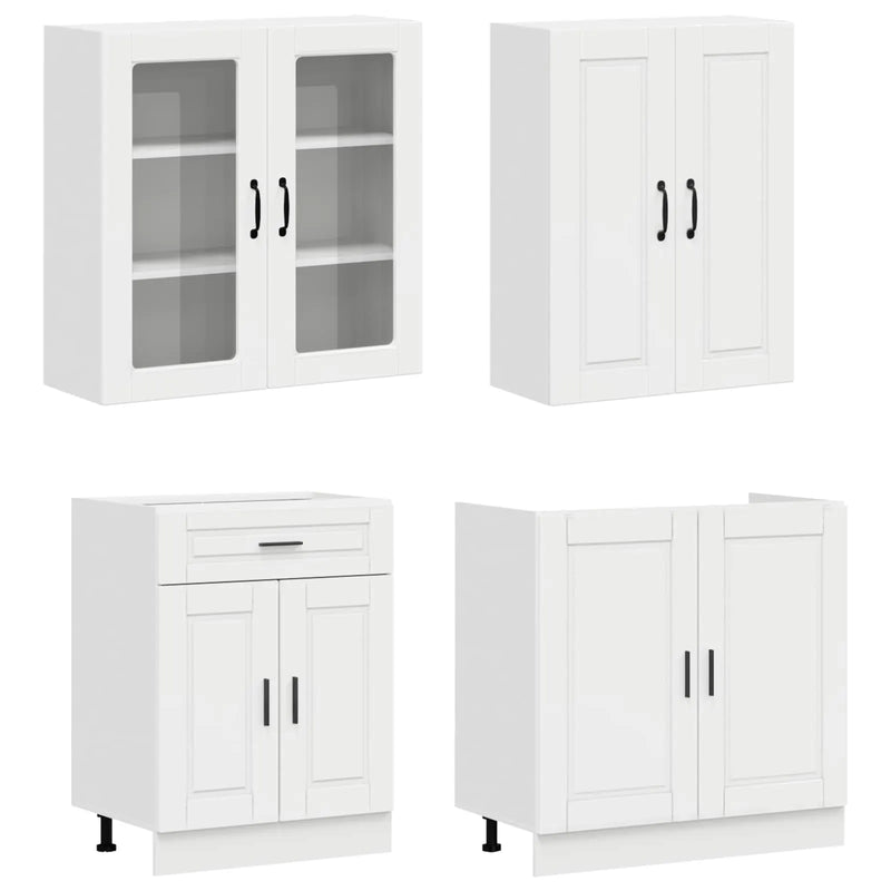 Kitchen Unit PORTO 8 pcs High Gloss White Engineered Wood