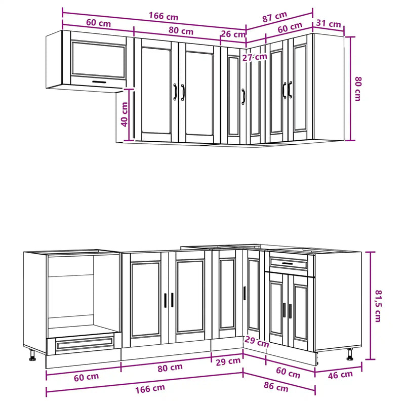 Kitchen Unit PORTO 8 pcs High Gloss White Engineered Wood
