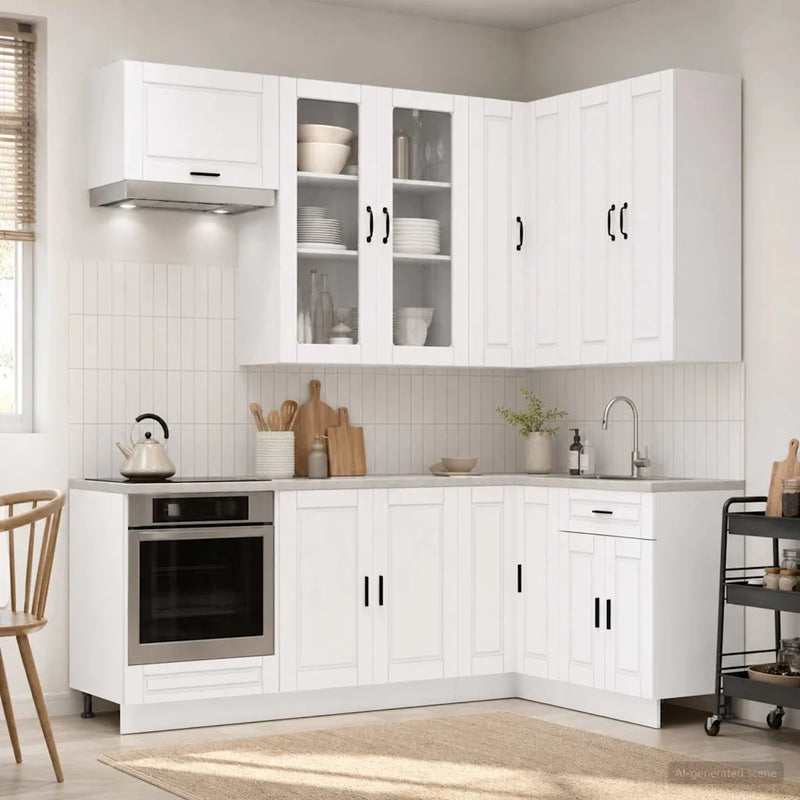 Kitchen Unit PORTO 8 pcs White Engineered Wood