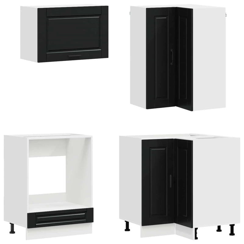 Kitchen Unit PORTO 8 pcs Black Engineered Wood