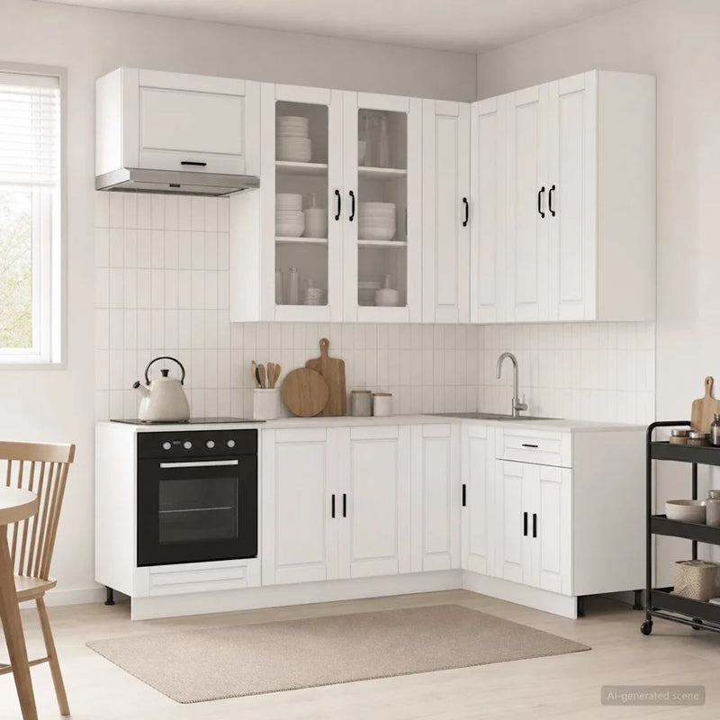 Kitchen Unit PORTO 8 pcs High Gloss White Engineered Wood