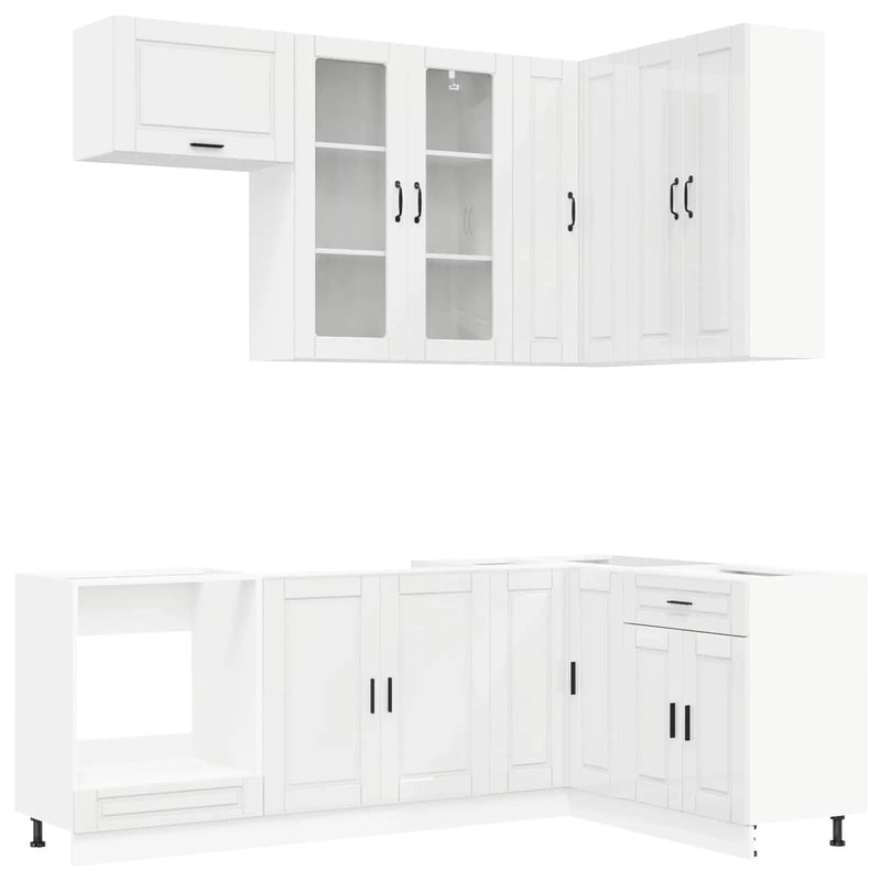 Kitchen Unit PORTO 8 pcs High Gloss White Engineered Wood