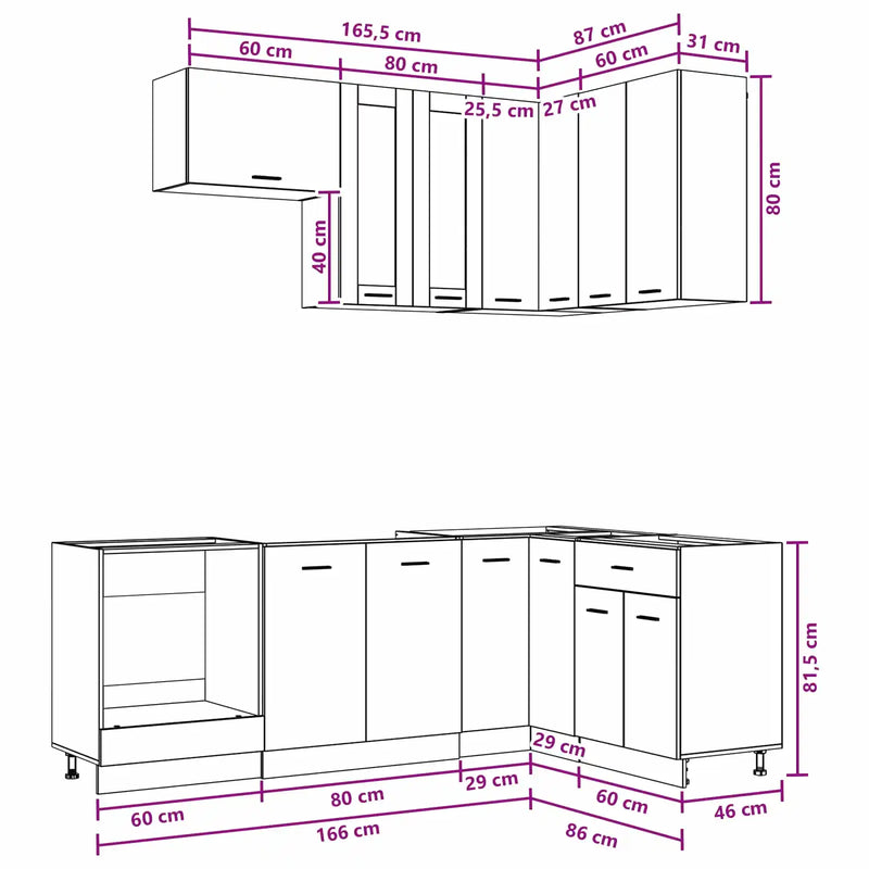 Kitchen Unit LYON 8 pcs White Engineered Wood