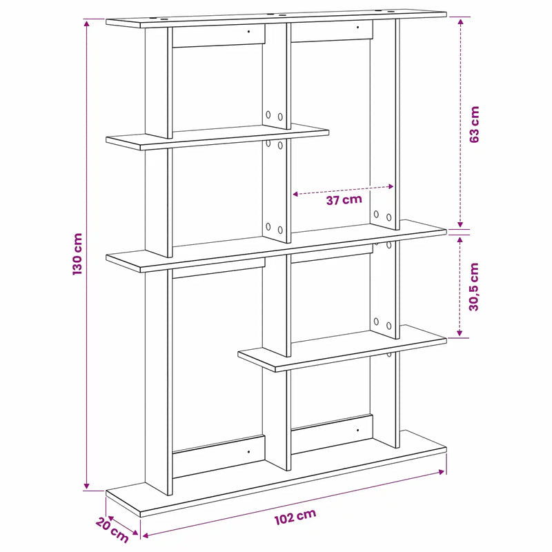 Wall Shelf White 102 x 20 x 130 cm Engineered Wood